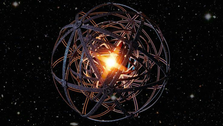 Artist rendition of a Dyson Sphere, which is an artificial sphere built around a star.