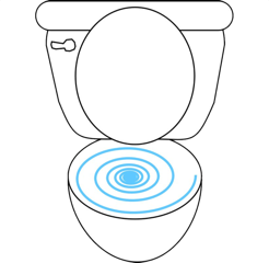 Clipart of a flushing toilet